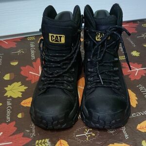 Caterpillar Men's Black and Gold Boots